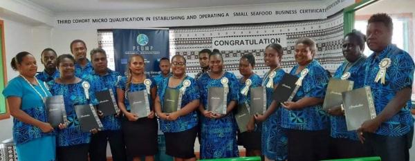Scholarship recipients at Awards Ceremony for Third Cohort of Micro-Qualification in Establishing and Operating a Small Seafood Business.